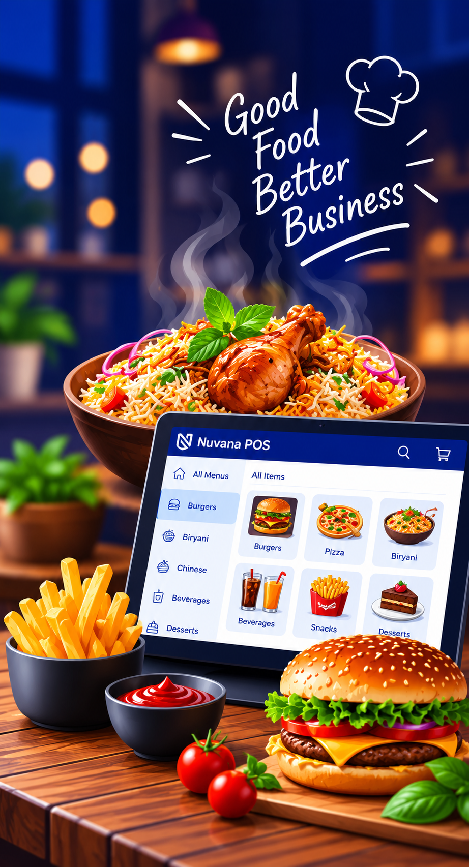 Fresh food beside the Nuvana POS ordering screen